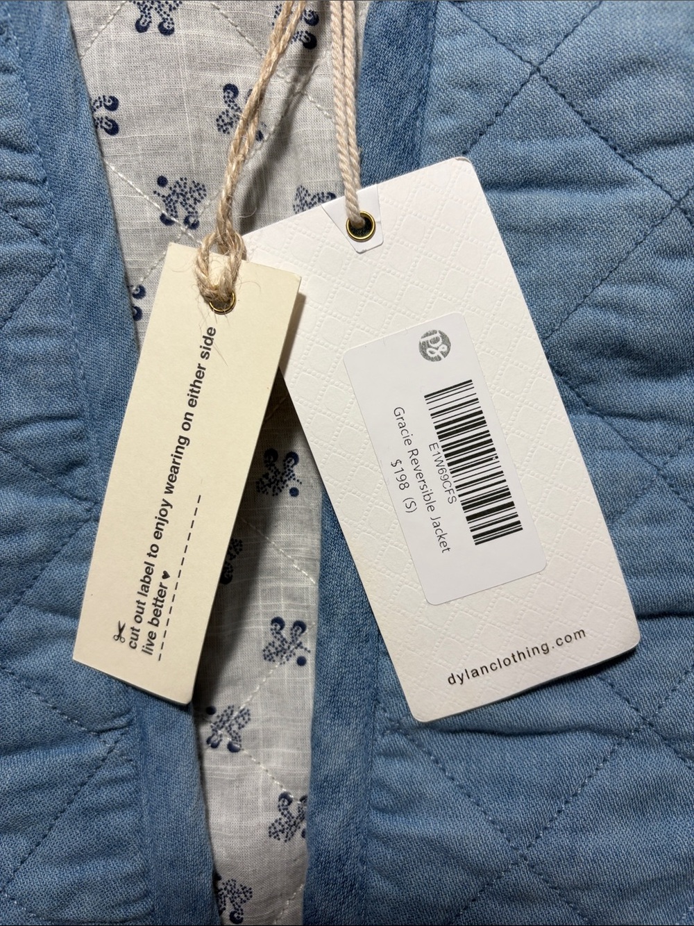 dylan Light Blue Quilted Open-Front Reversible Jacket - Picture 3 of 15